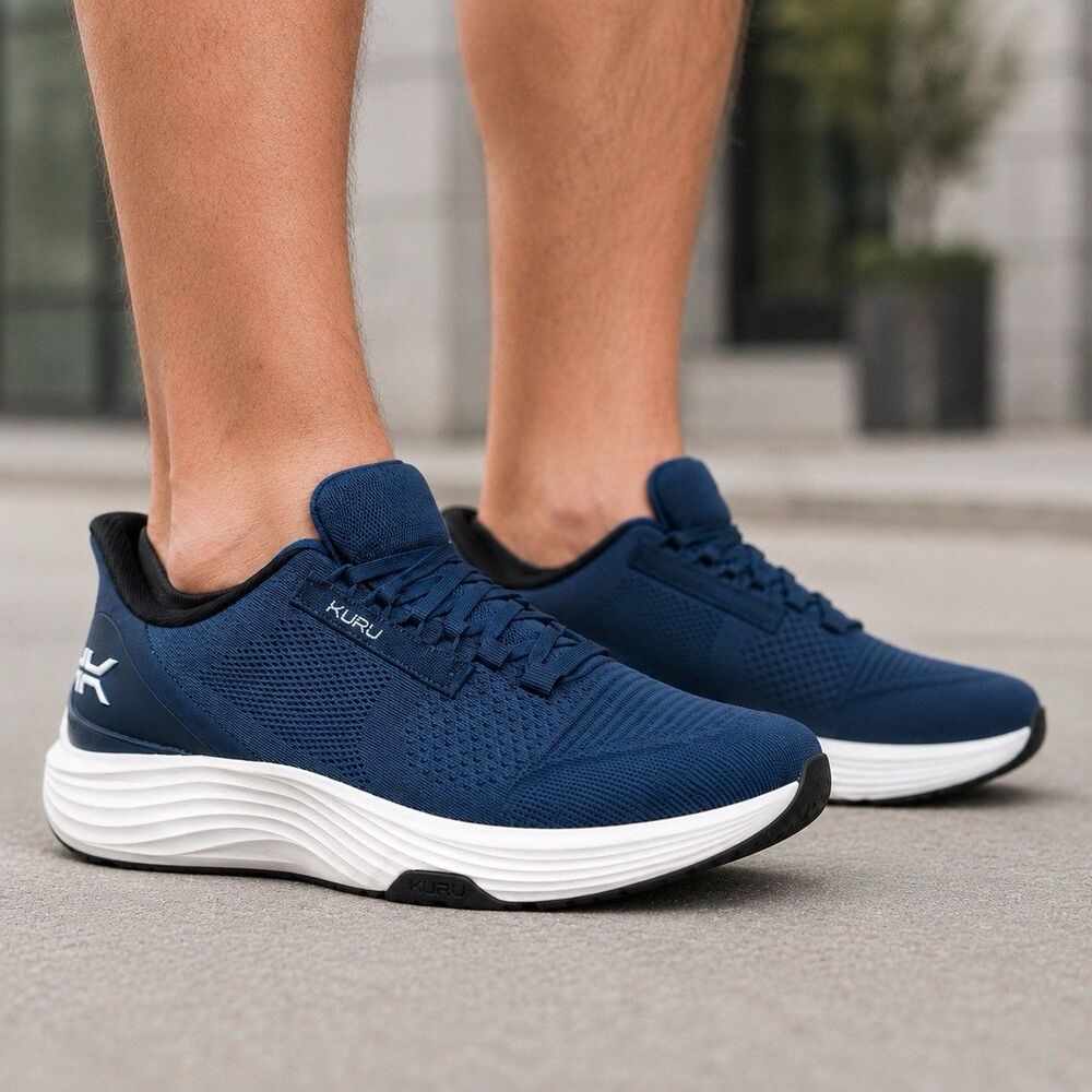 Kuru Atom 2 Sneakers Mens 9.5 M Navy Blue Knit Comfort Orthotic Walking Shoes